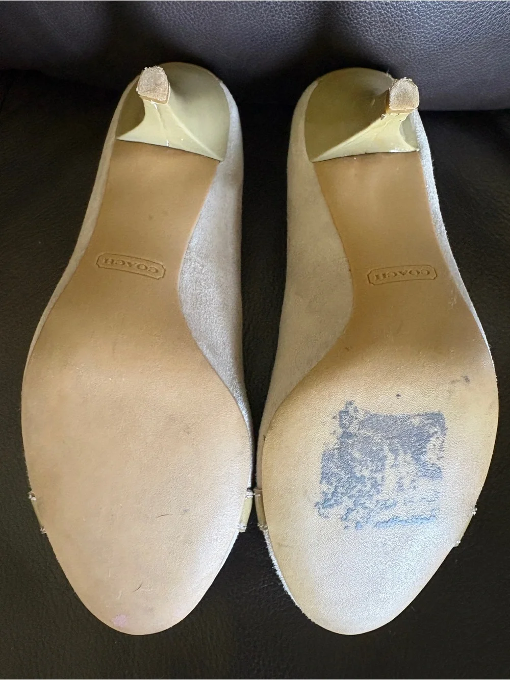 Coach ‘Wanda’ Taupe Suede Pumps
Pretty Gold Accent.
Classic Style and Beauty. - Picture 12 of 13